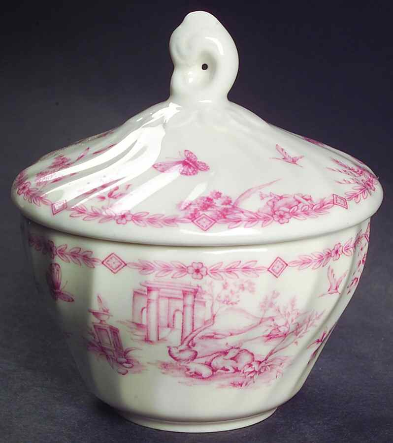 Chelsea Toile Pink Sugar Bowl & Lid by Queen's-1