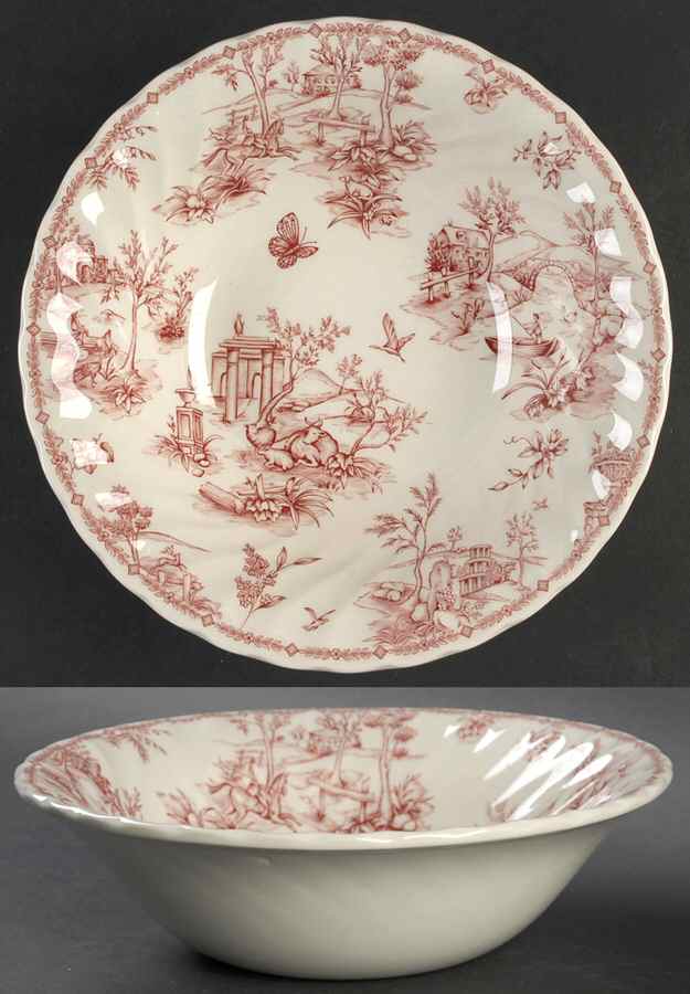 Chelsea Toile Pink 9" Round Vegetable Bowl by Queen's-1
