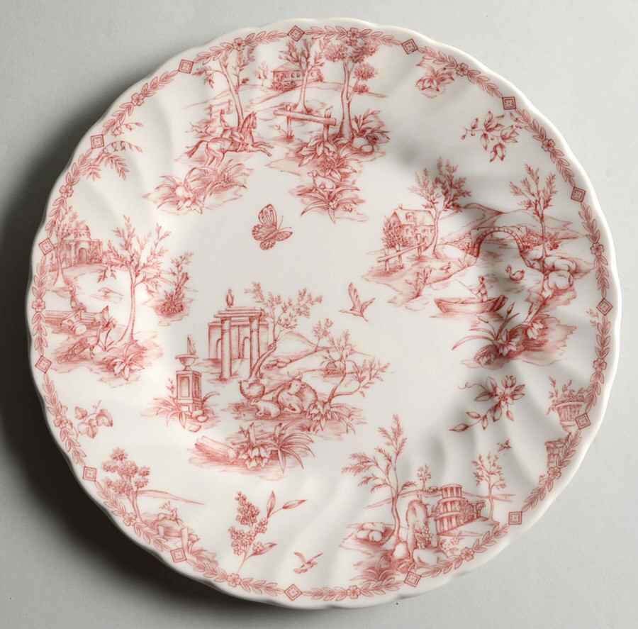 Chelsea Toile Pink Salad Plate by Queen's-1