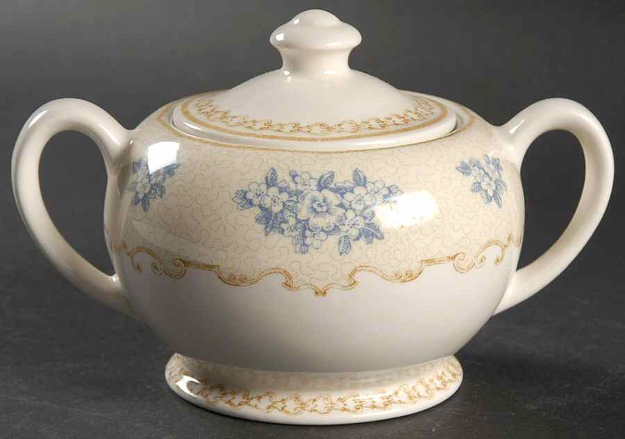 Toile de Jouy Blue Sugar Bowl & Lid by Queen's-1
