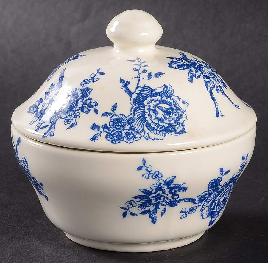 Toile de Jouy Blue Sugar Bowl & Lid by Queen's-1
