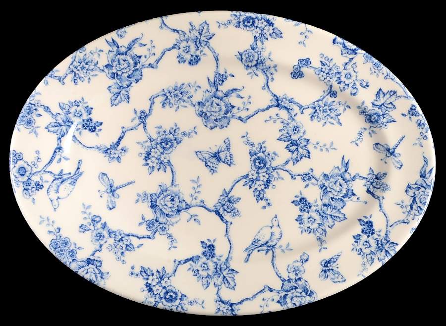 Toile de Jouy Blue 11" Oval Serving Platter by Queen's-1