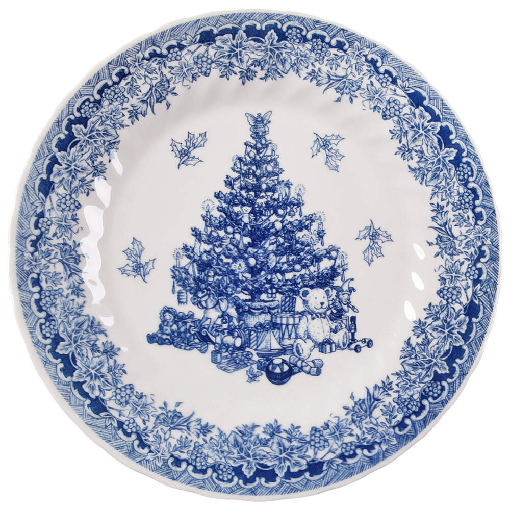 Seasons Greetings Blue Dinner Plate by Queen's-1