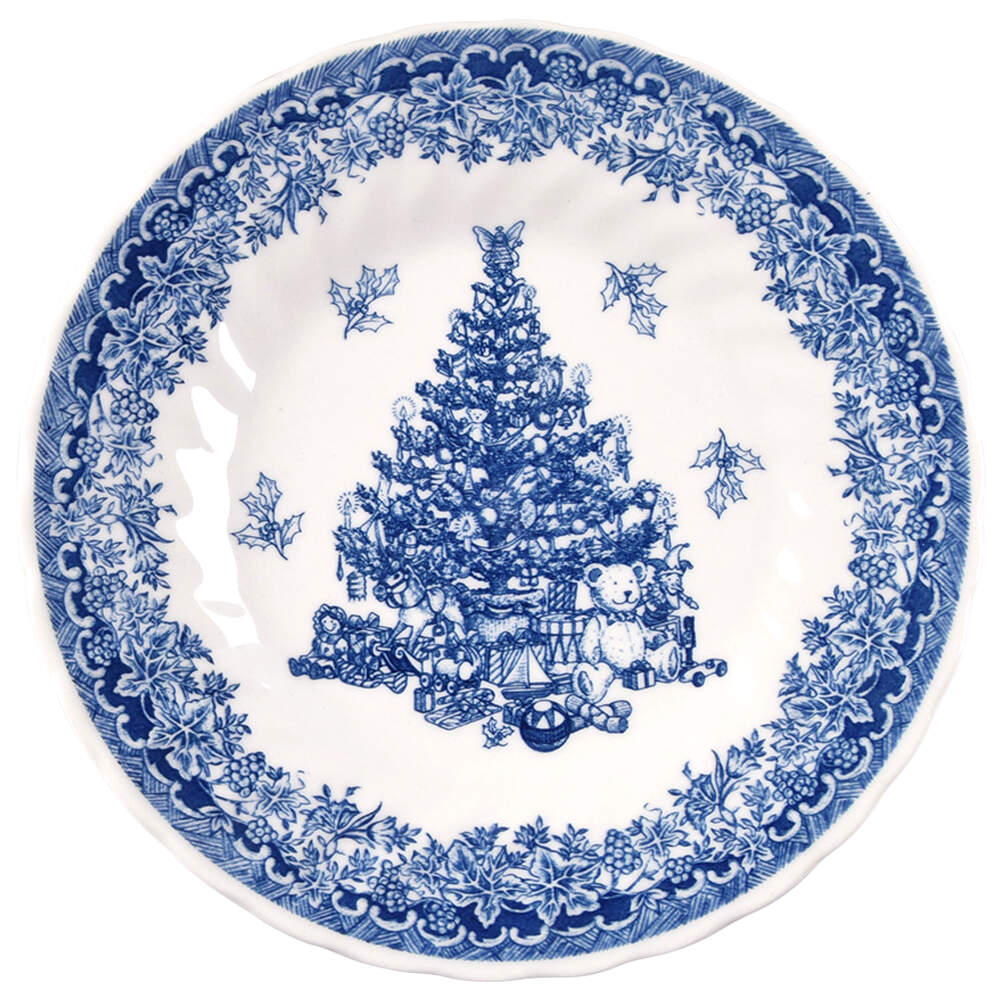 Seasons Greetings Blue Salad Plate by Queen's-1