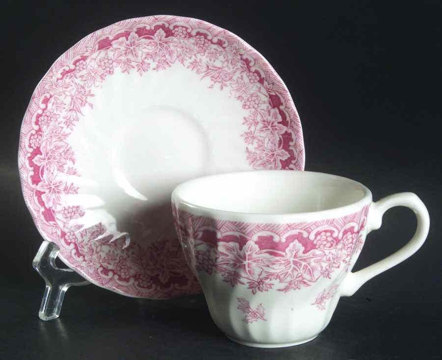 Seasons Greetings Red Flat Cup & Saucer Set by Queen's-1