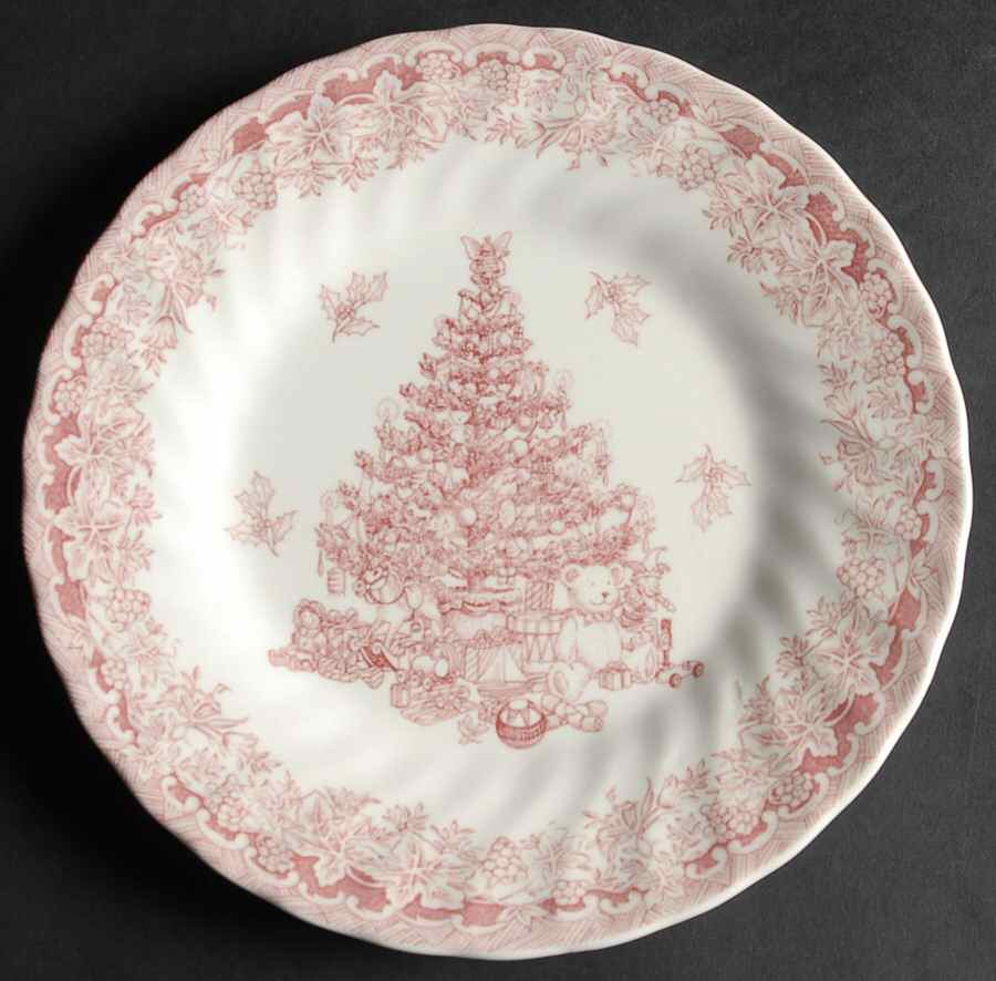 Seasons Greetings Red Salad Plate by Queen's-1