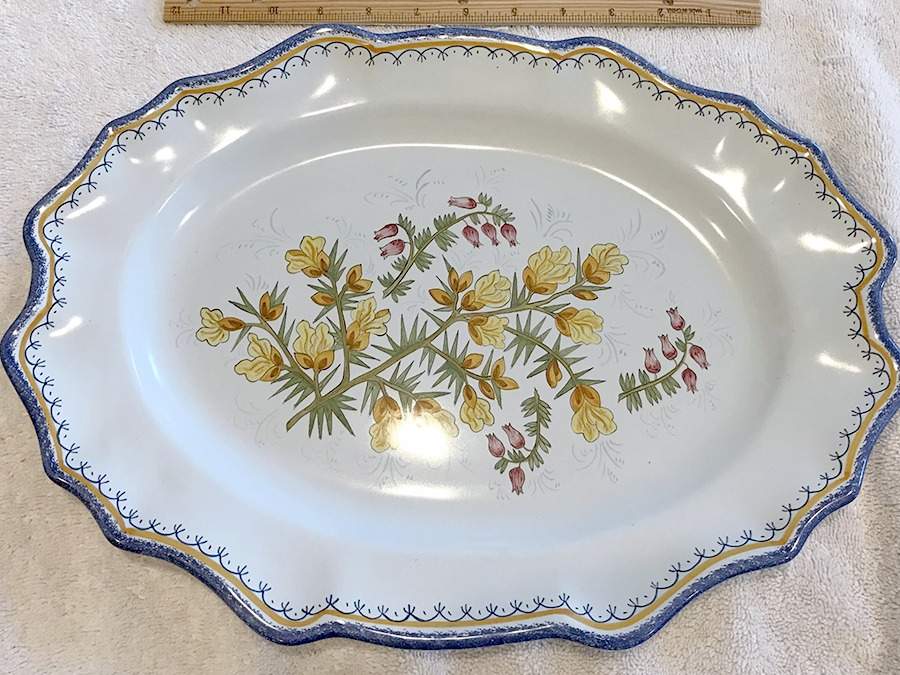 Ajonc 14" Oval Serving Platter by Quimper-1