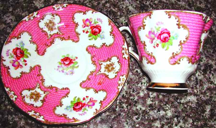 Lady Eleanor Pink Footed Cup & Saucer Set by Queen Anne (England)-1
