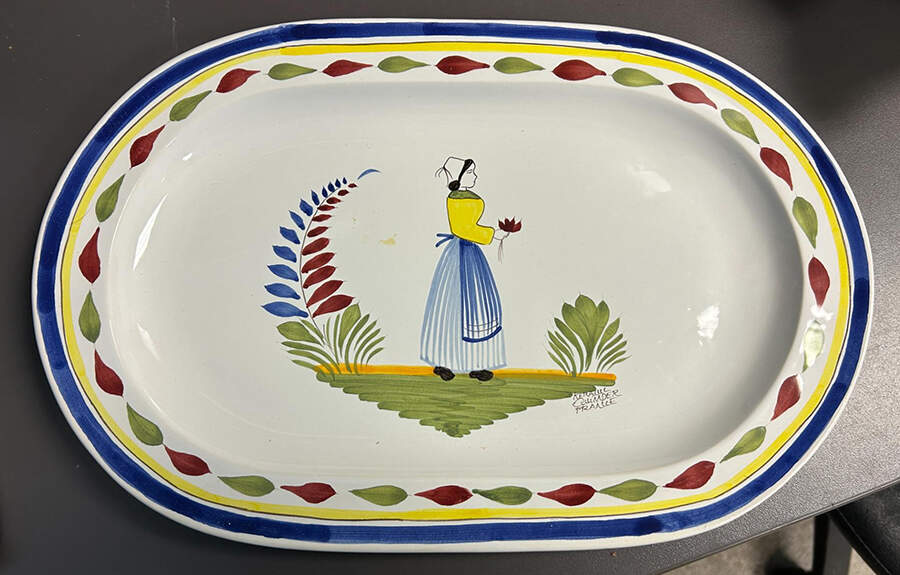 QUI54 14" Oval Serving Platter by Quimper-1
