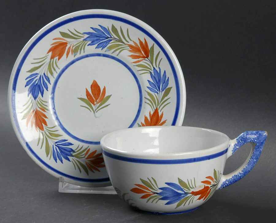 QUI61 Flat Cup & Saucer Set by Quimper-1