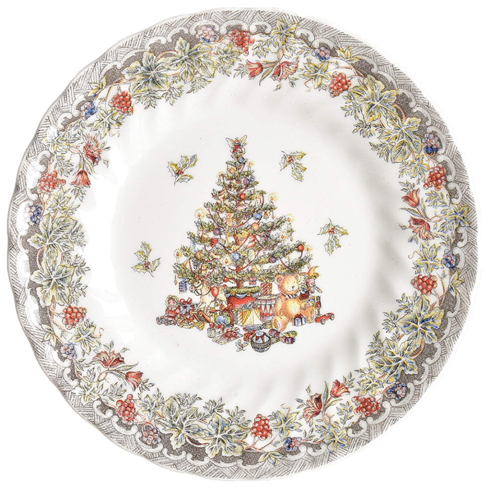 Seasons Greetings Multicolored Bread & Butter Plate by Queen's-1