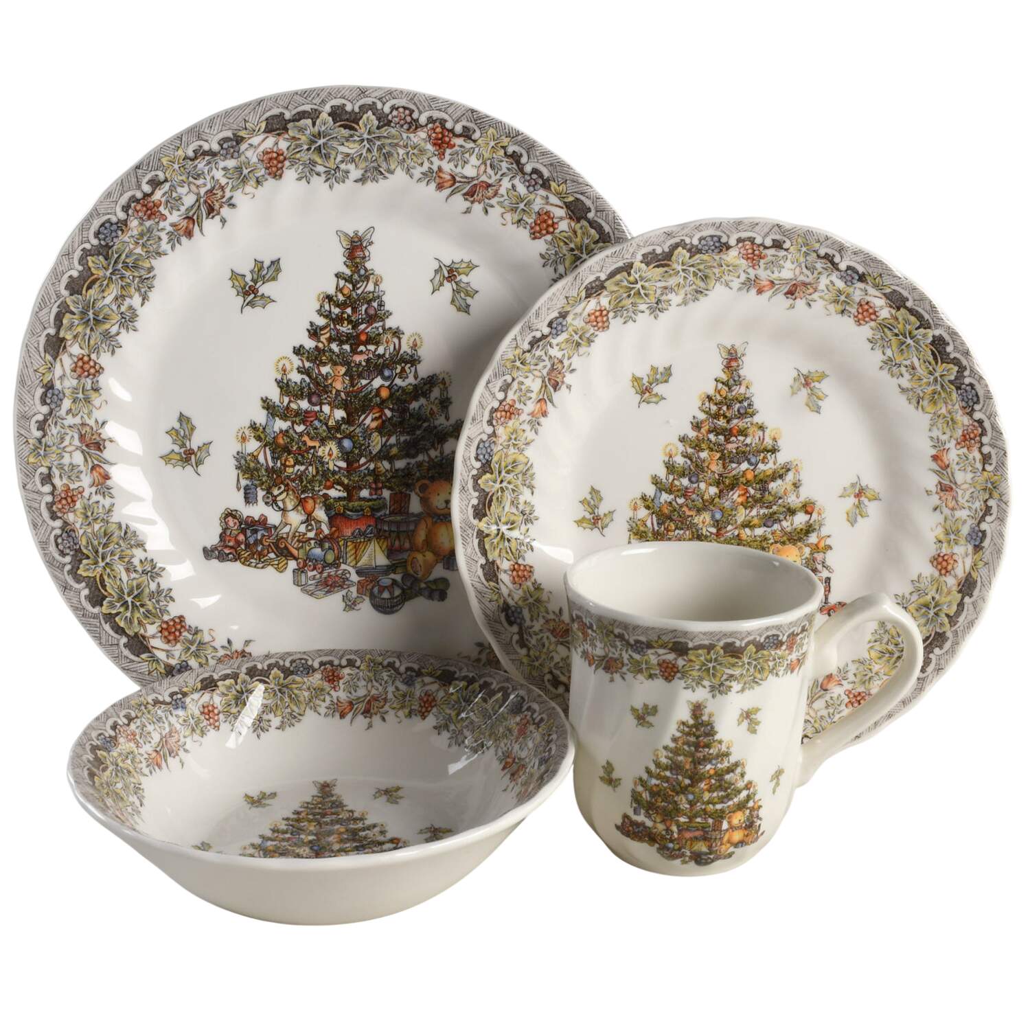 Seasons Greetings Multicolored 4 Piece Place Setting by Queen's-1