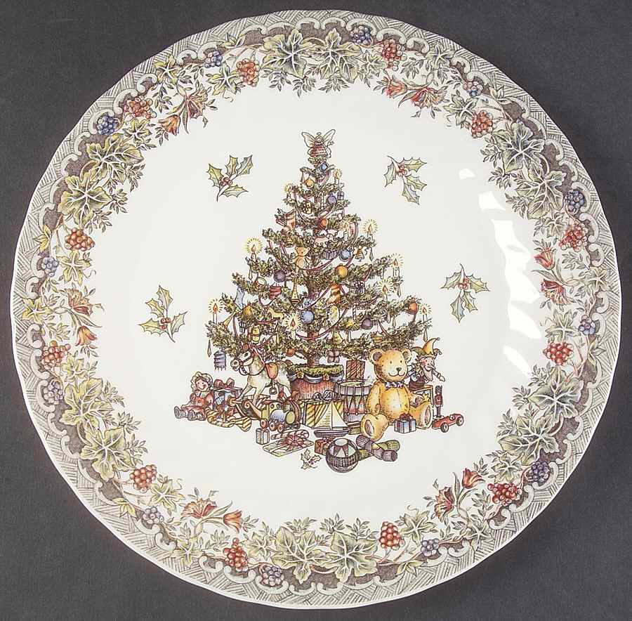 Seasons Greetings Multicolored Dinner Plate by Queen's-1