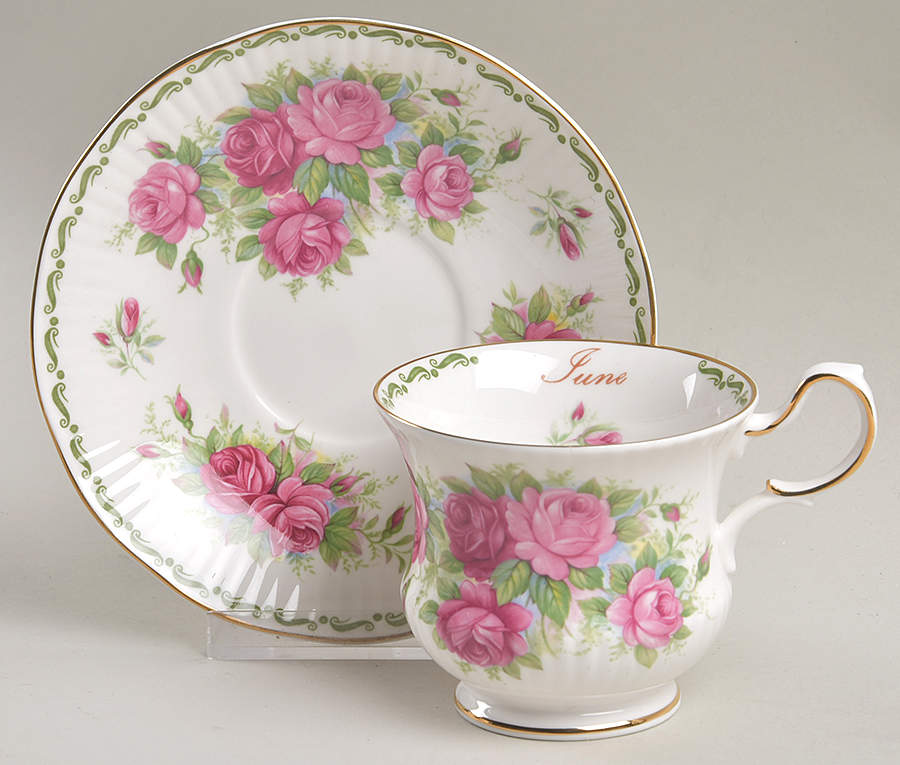 Flower of the Month Footed Cup & Saucer Set by Queen's-1