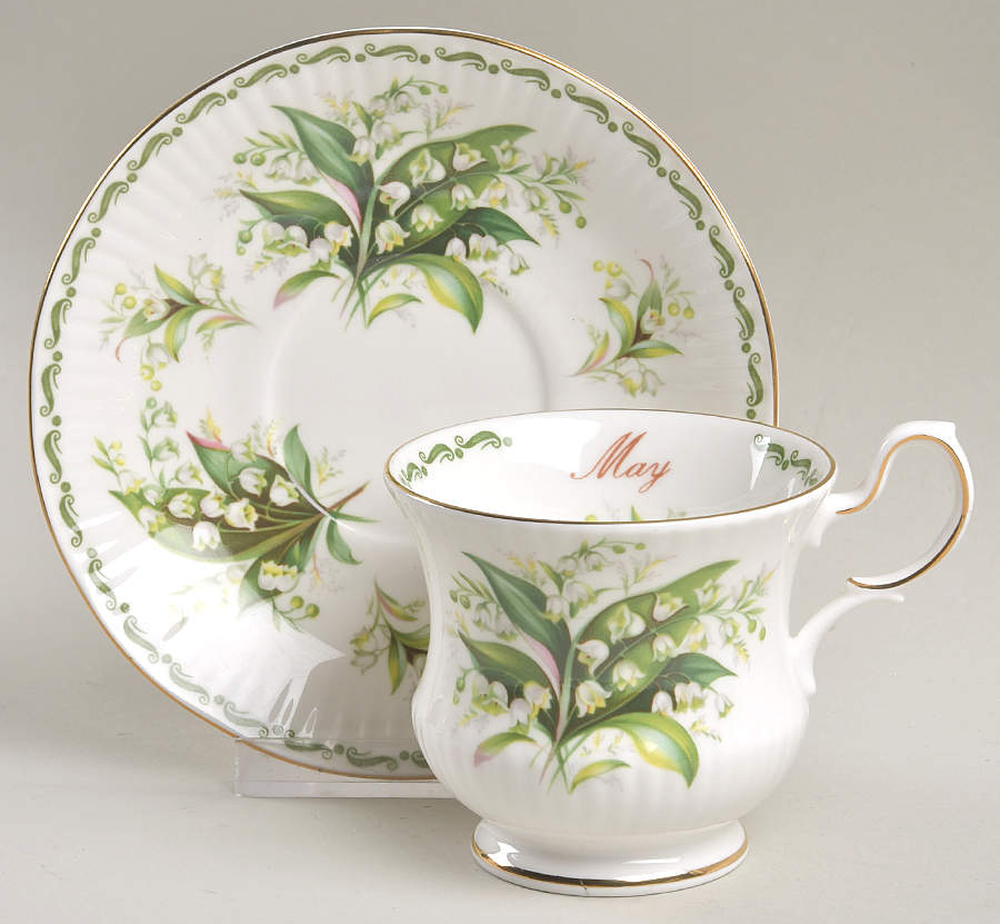 Flower of the Month Footed Cup & Saucer Set by Queen's-1