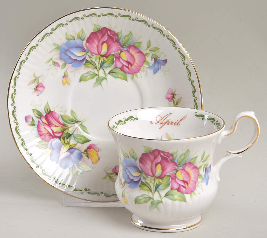 Flower of the Month Footed Cup & Saucer Set by Queen's-1