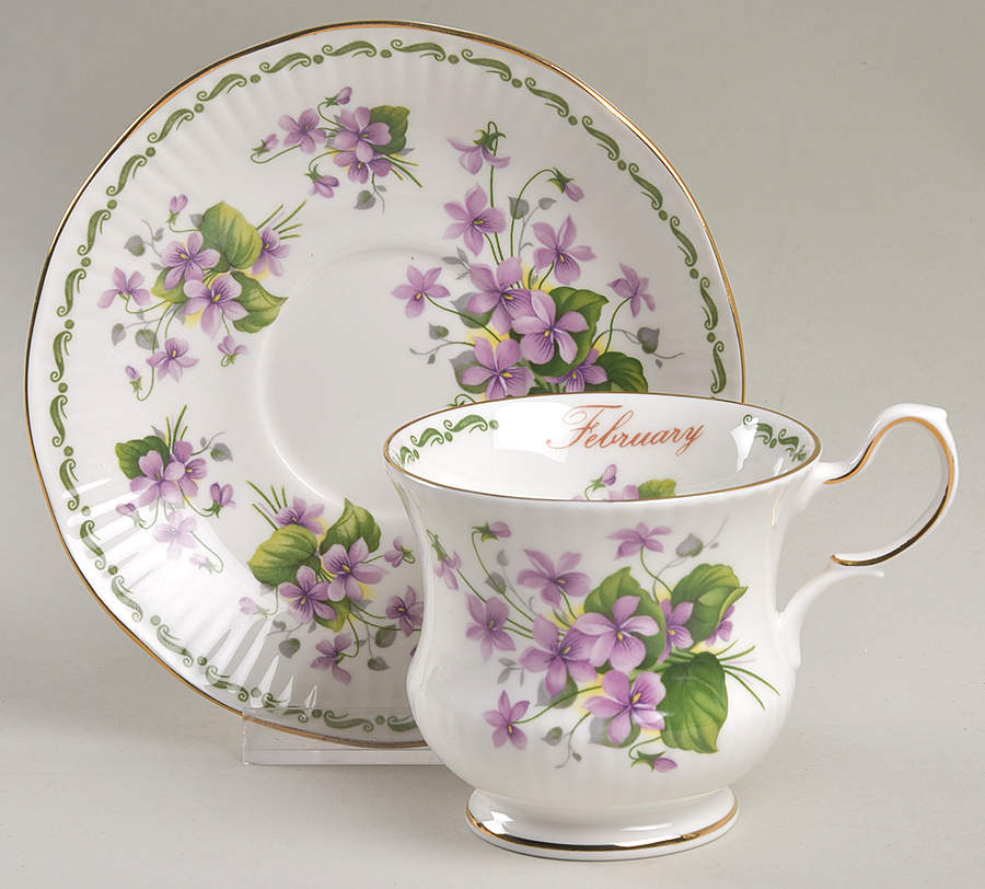 Flower of the Month Footed Cup & Saucer Set by Queen's-1