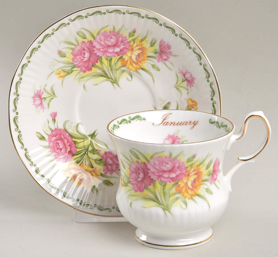 Flower of the Month Footed Cup & Saucer Set by Queen's-1