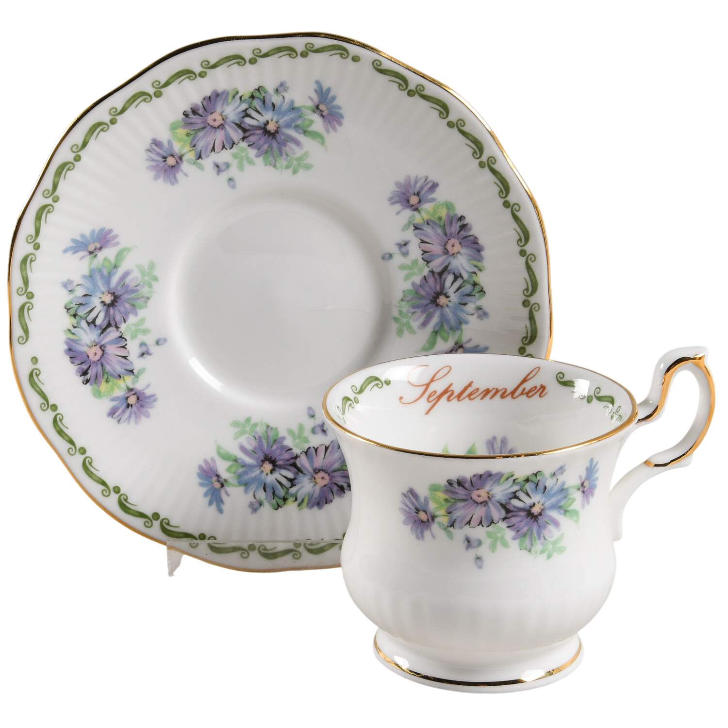 Flower of the Month Footed Demitasse Cup & Saucer Set by Queen's-1