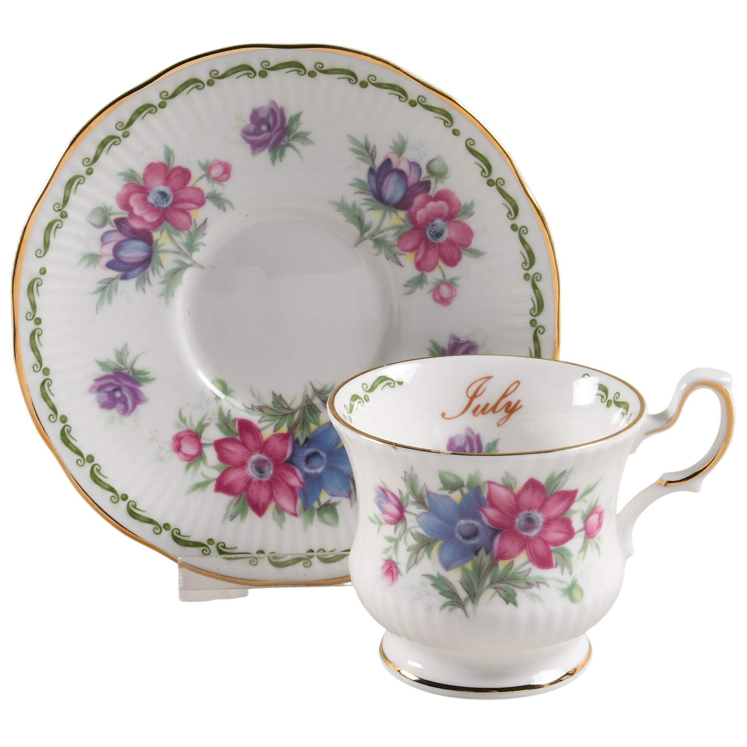 Flower of the Month Footed Demitasse Cup & Saucer Set by Queen's-1