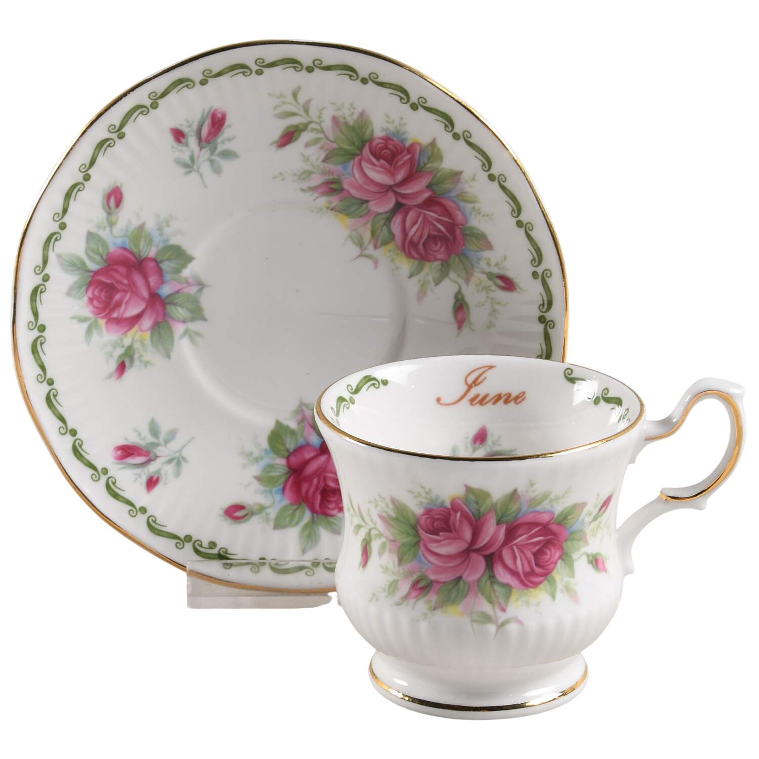 Flower of the Month Footed Demitasse Cup & Saucer Set by Queen's-1