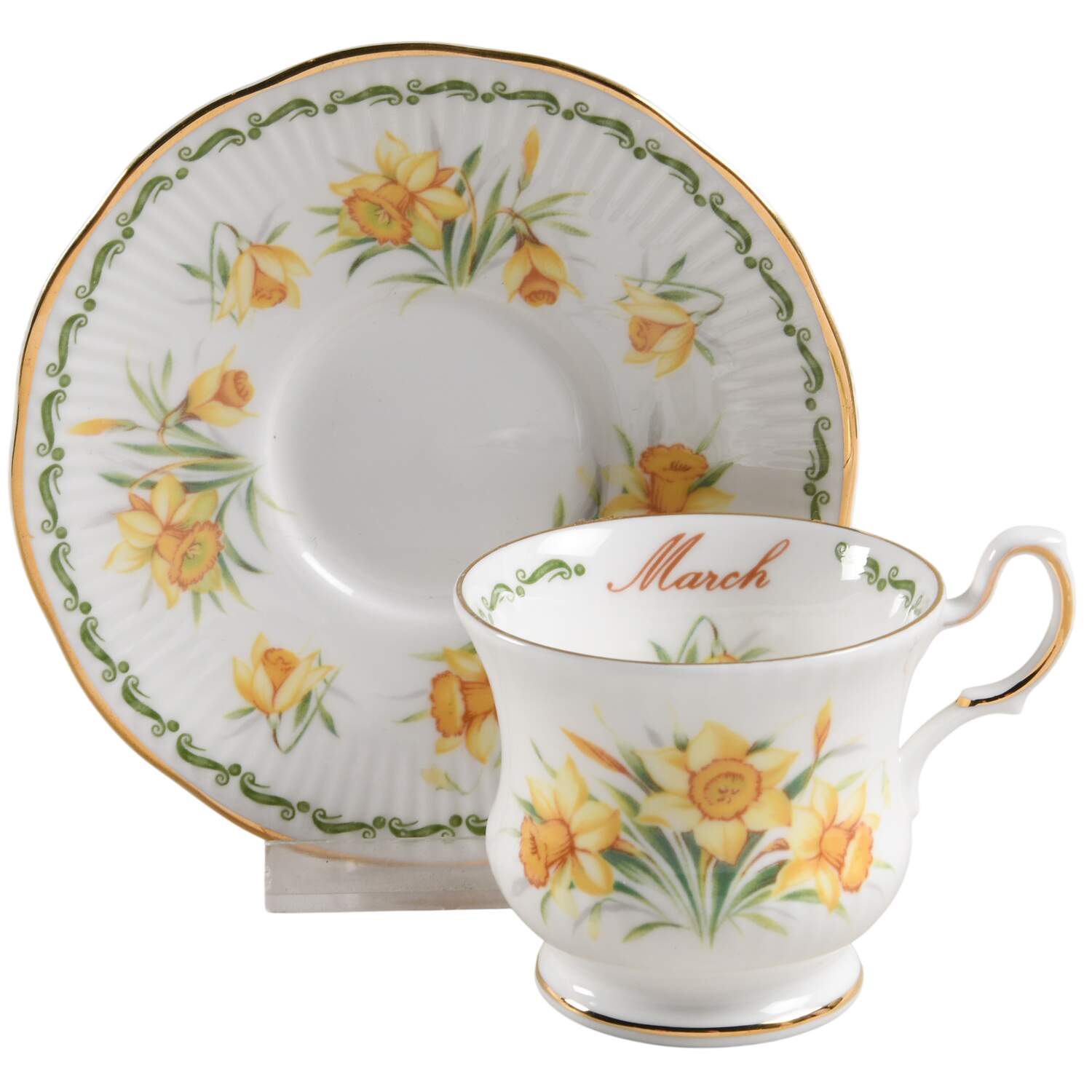 Flower of the Month Footed Demitasse Cup & Saucer Set by Queen's-1