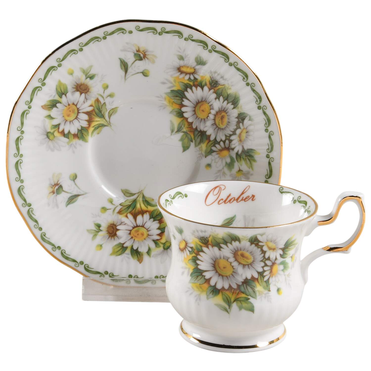 Flower of the Month Footed Demitasse Cup & Saucer Set by Queen's-1