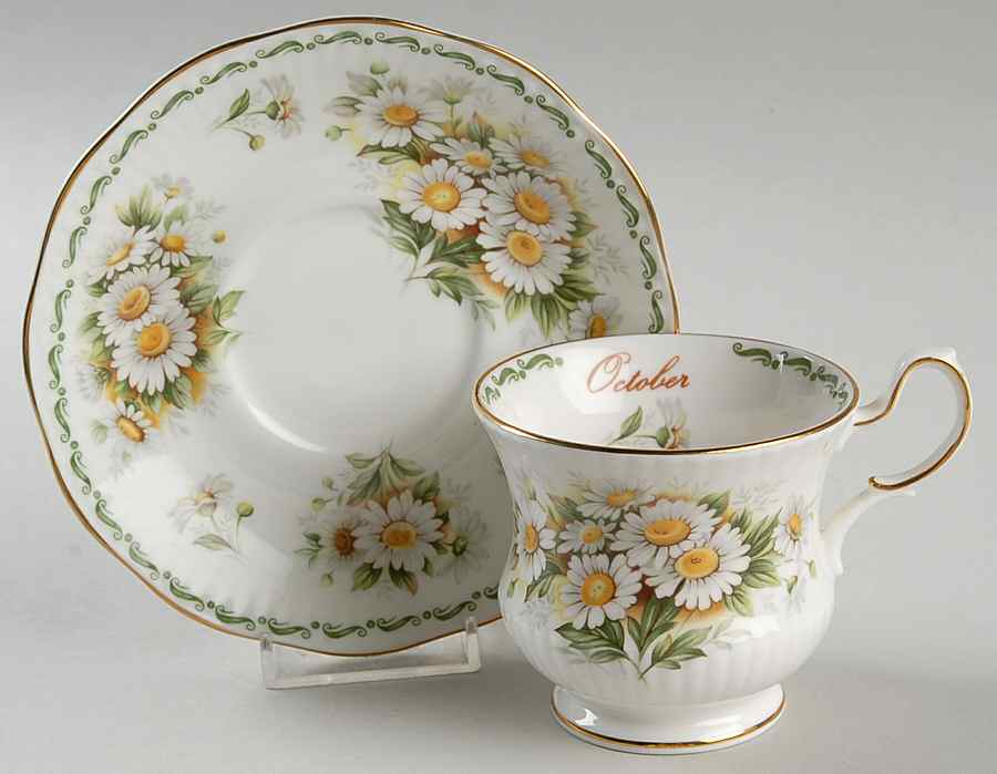 Flower of the Month Footed Cup & Saucer Set by Queen's-1