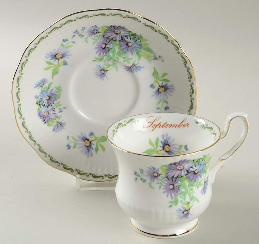 Flower of the Month Footed Cup & Saucer Set by Queen's-1