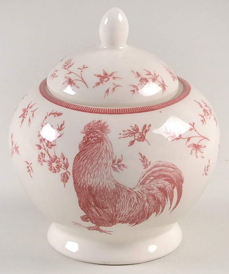 Rooster Red Sugar Bowl & Lid by Queen's-1
