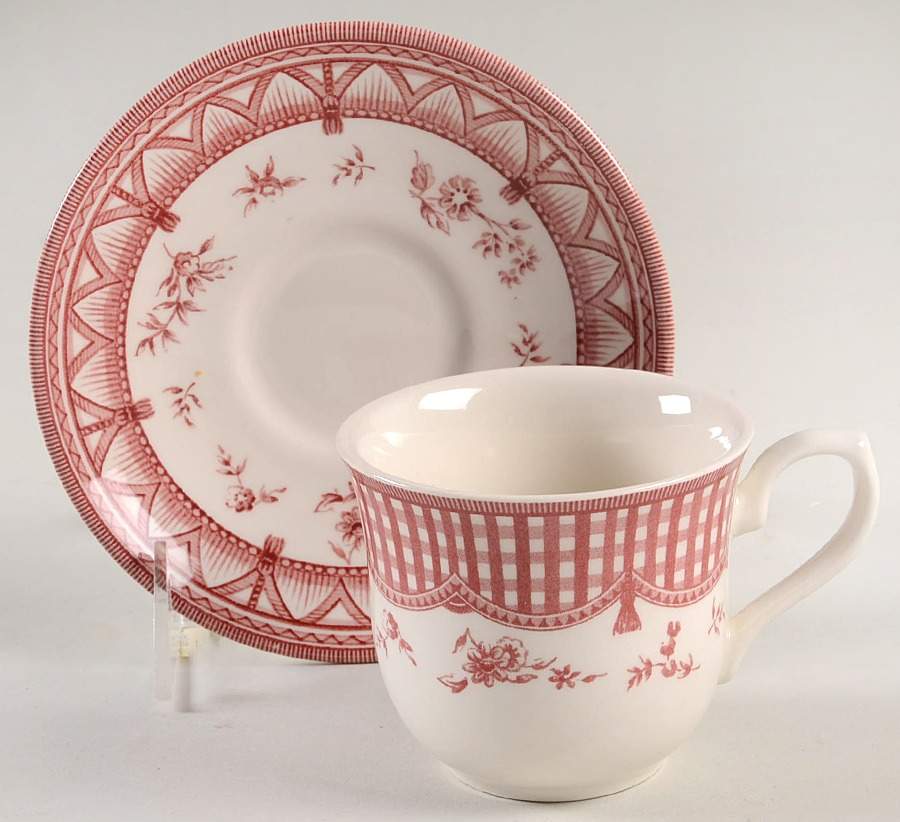 Rooster Red Flat Cup & Saucer Set by Queen's-1