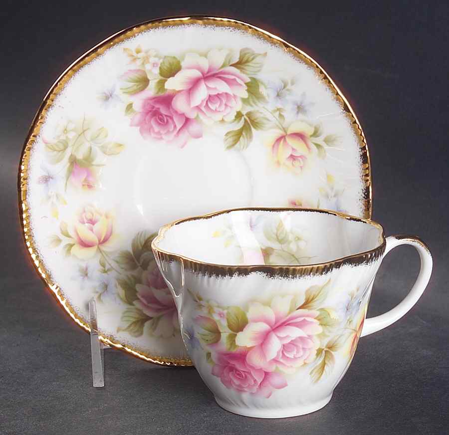 English Charm Flat Cup & Saucer Set by Queen Anne (England)-1
