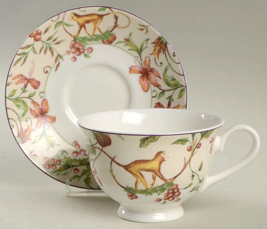 Monkey Business Flat Cup & Saucer Set by Queen's-1