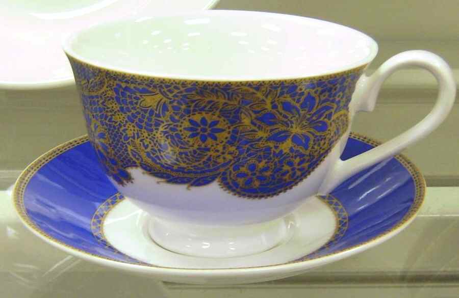 Blue Lace Footed Cup & Saucer Set by Queen's-1