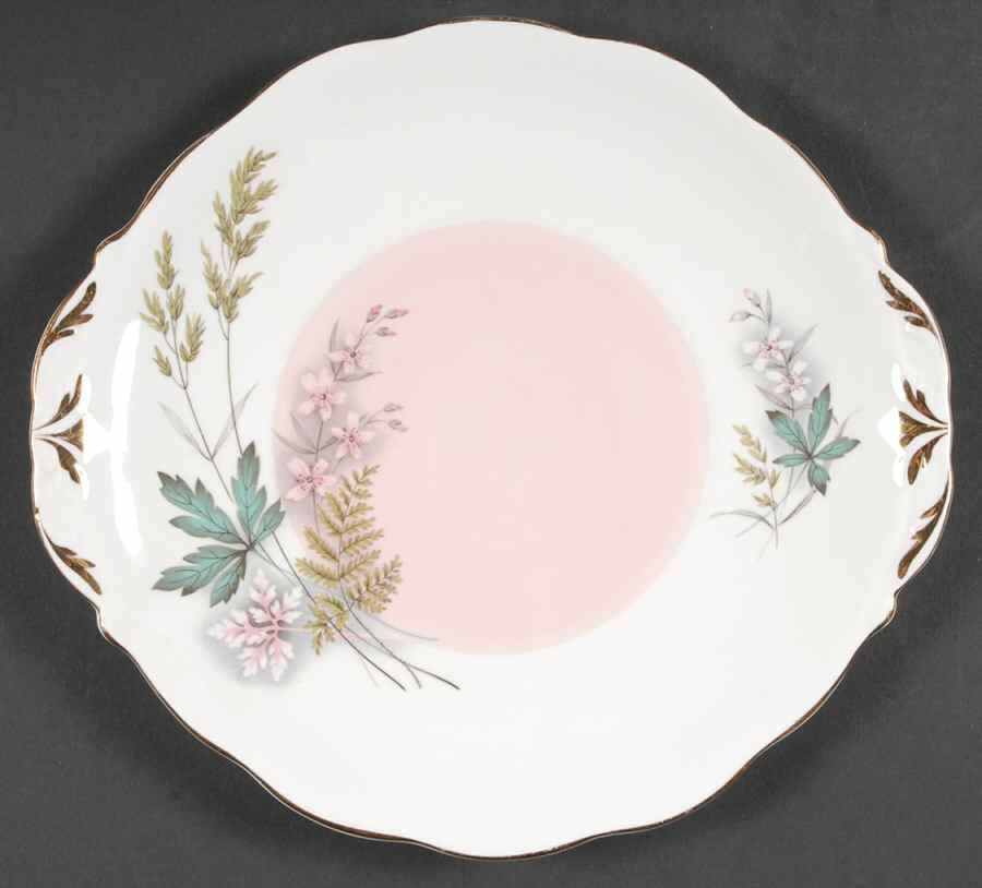 Louise (Pink Center) Handled Cake Plate by Queen Anne (England)-1
