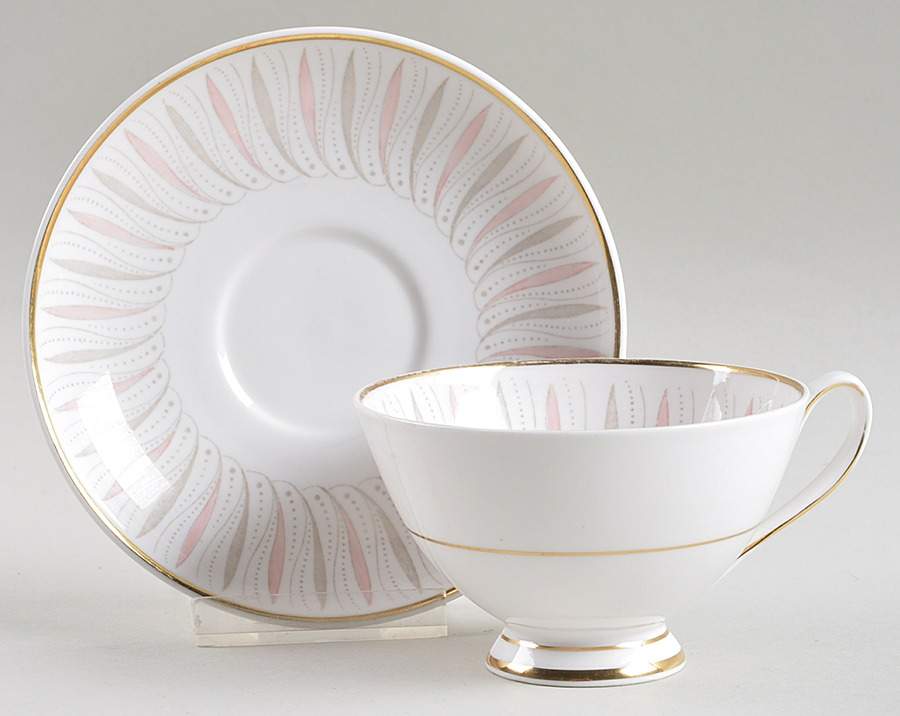 Caprice Pink Footed Cup & Saucer Set by Queen Anne (England)-1