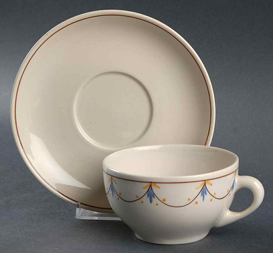QUI72 Flat Cup & Saucer Set by Quimper-1