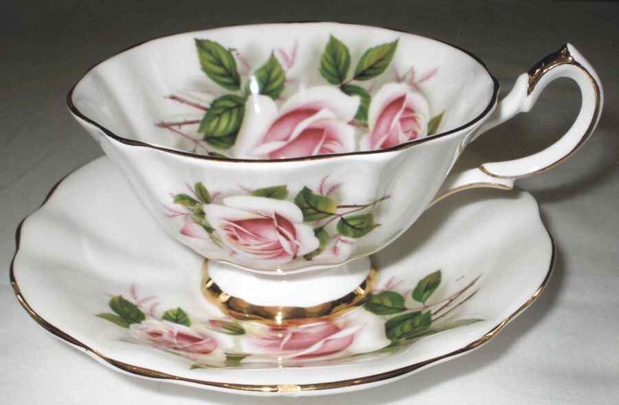 Madame Butterfly Footed Cup & Saucer Set by Queen Anne (England)-1
