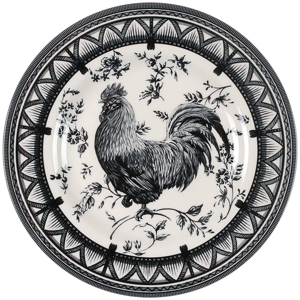Rooster Black Salad Plate by Queen's-1