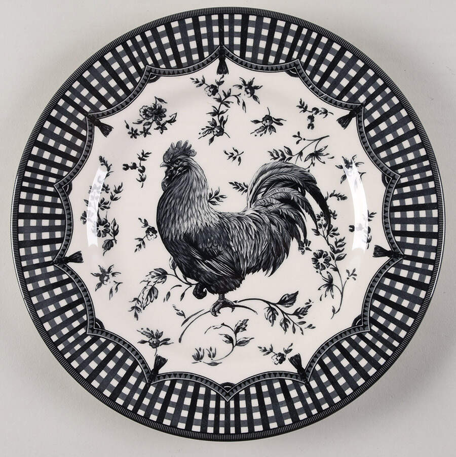 Rooster Black Dinner Plate by Queen's-1