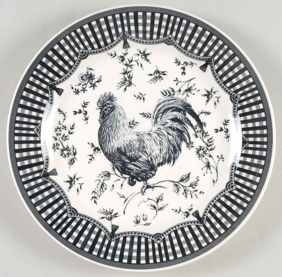 Rooster Black Dinner Plate by Queen's-1