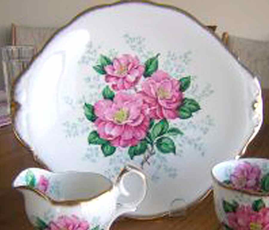 Camellia Handled Cake Plate by Queen Anne (England)-1