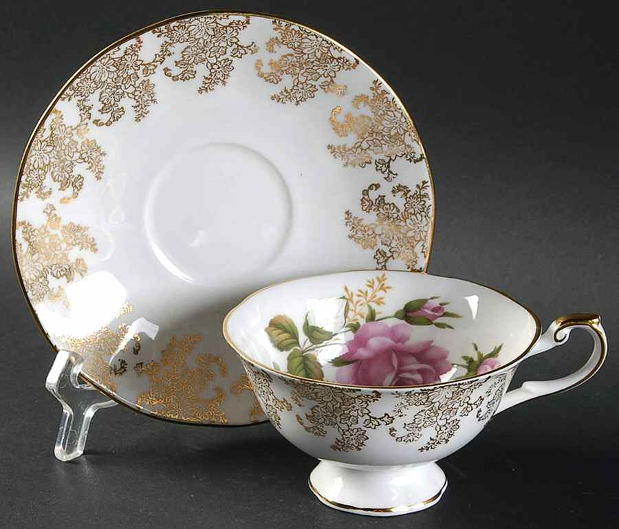 Old Lace Footed Cup & Saucer Set by Queen's-1