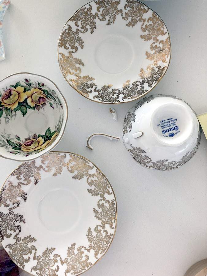 Old Lace Footed Cup & Saucer Set by Queen's-1