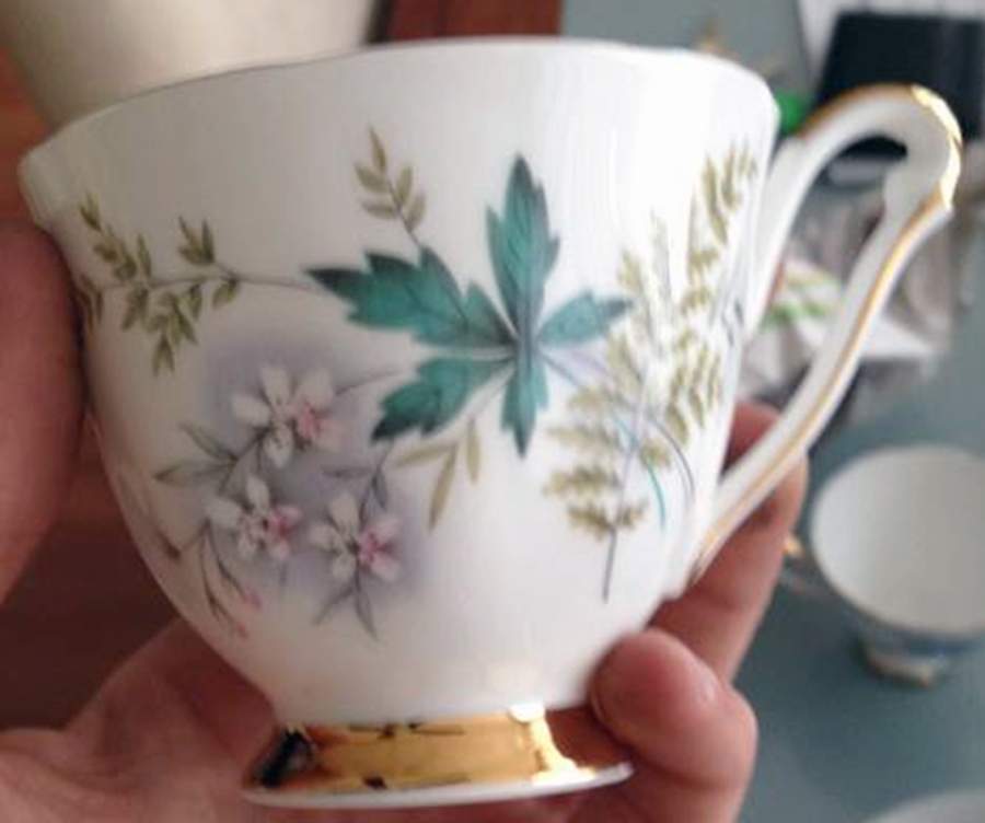 Louise (White Center, Gold Trim) Footed Cup by Queen Anne (England)-1