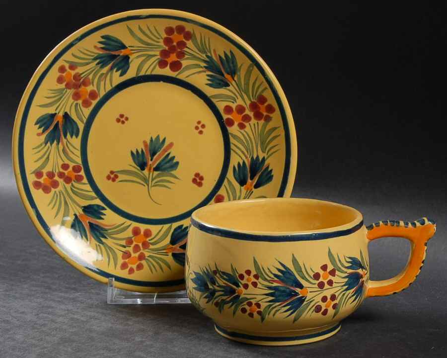 393 Flat Cup & Saucer Set by Quimper-1