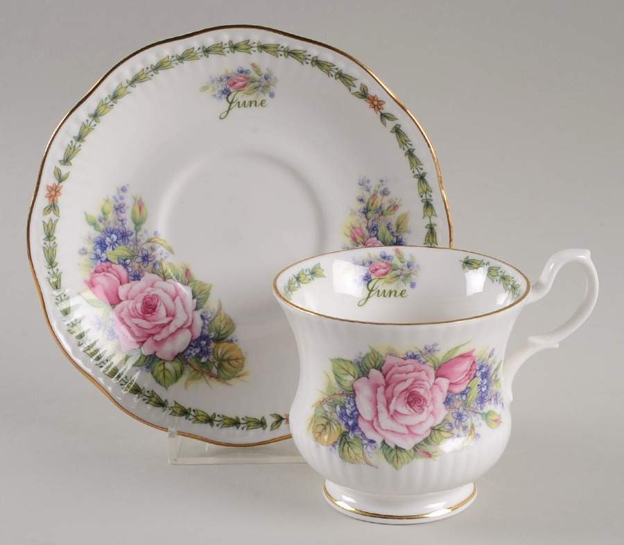 Flower of the Month Footed Cup & Saucer Set by Queen's-1