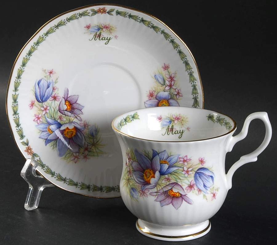 Flower of the Month Footed Cup & Saucer Set by Queen's-1