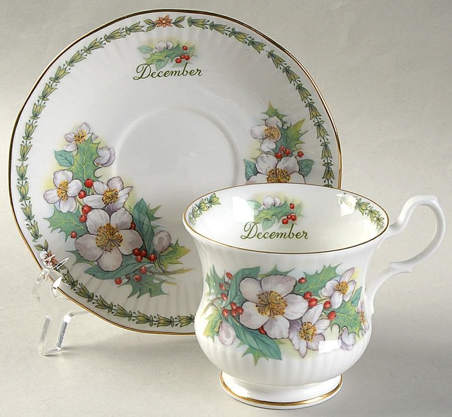 Flower of the Month Footed Cup & Saucer Set by Queen's-1