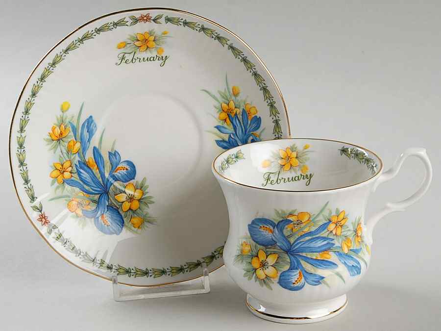Flower of the Month Footed Cup & Saucer Set by Queen's-1
